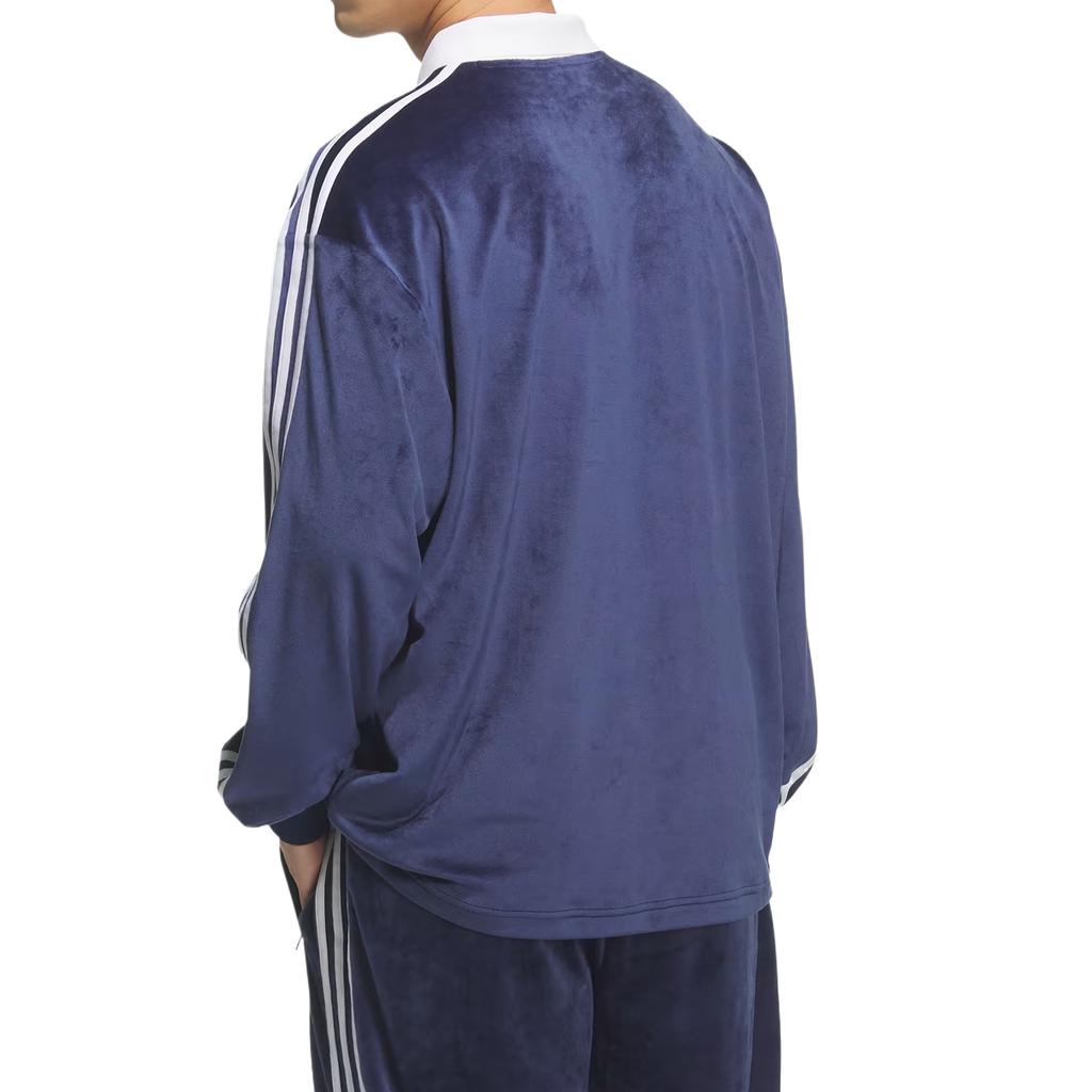 Adidas Originals Velvet Long Sleeve Loose Polo Shirt Unisex Tops KQ5486