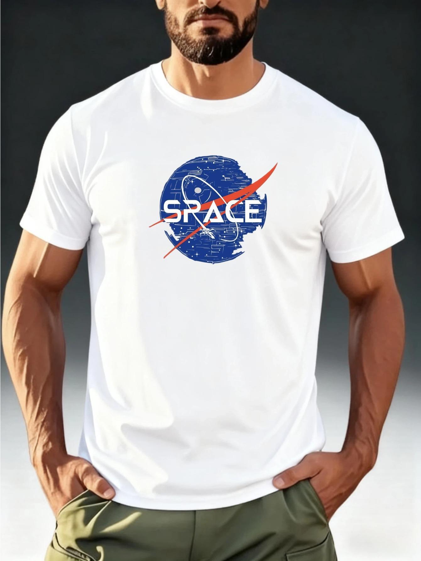 Men s Short Sleeve T-Shirt with Space Element + SPACE Print XXXL