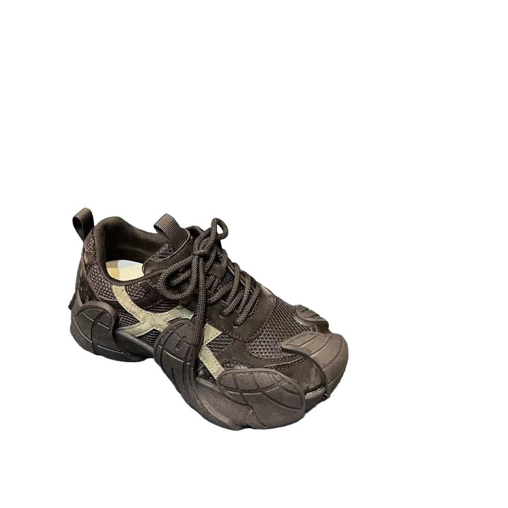 Europejska Platforma Stacji Buty Tatusia Damskie 2025 Jesień Nowa Moda Wszechstronne Sportowe Rekreacyjne Lekkie Siateczkowe Białe Buty