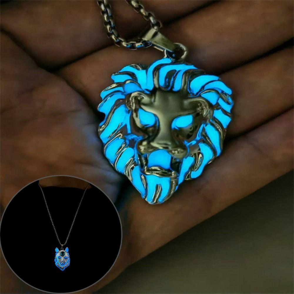Zinc Zinc Alloy Halloween Necklace Animal Hip Hop Neck Chains Noctilucent Luminous Pendant Necklace  Party