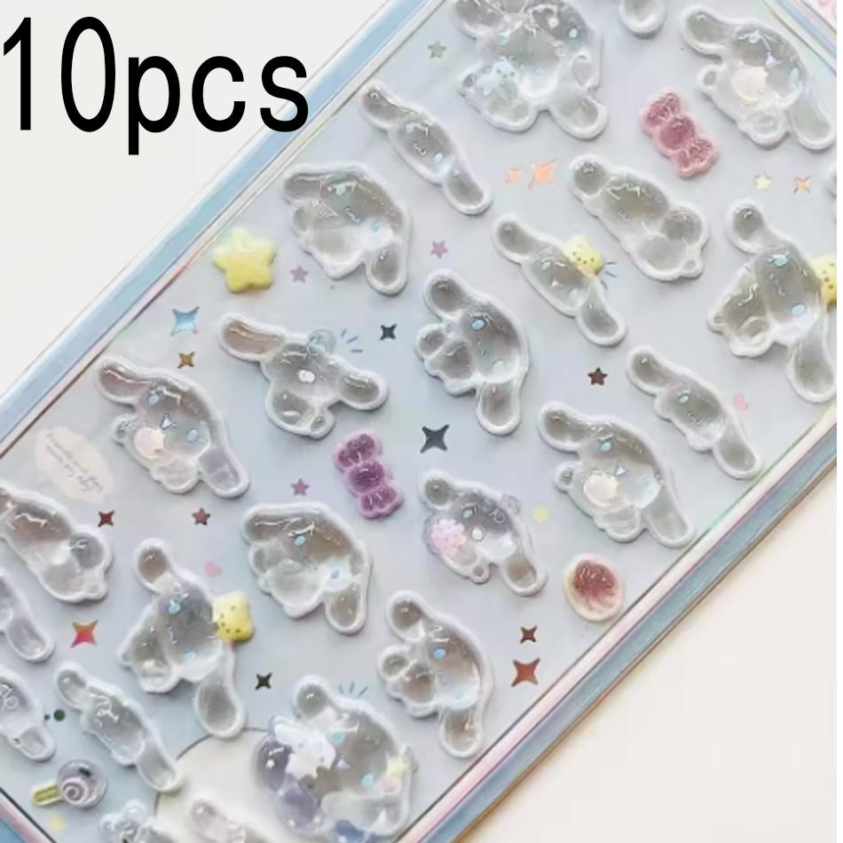 2026 Anime Hellokitty Hangyodon Cinnamoroll 3Dtransparent Jelly Sticker Crystal Decorative Stickers Children's Phone Casesdiy
