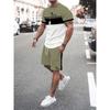 New Men's Short-Sleeve Athletic Shorts Set Crew Neck T-Shirt With Drawstring Shorts Stylish Streetwear Two-Piece Set