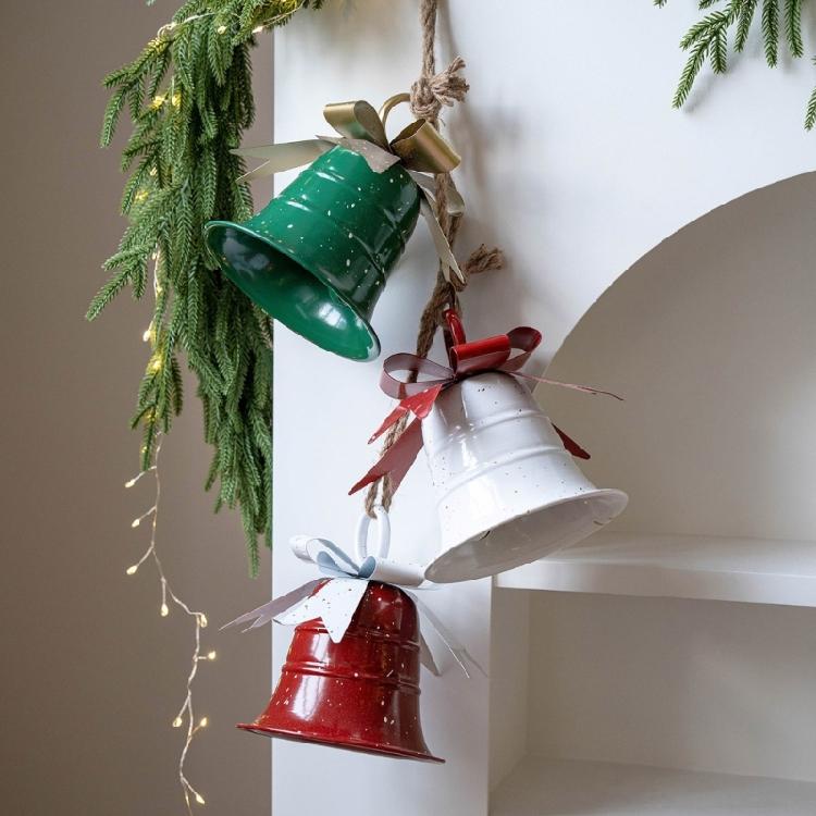 Weihnachtsglocke Dekoration Metallglocke Weihnachtsbaum Hängeornament für Tür Kaminsims Fenster Innen- und Außendekoration