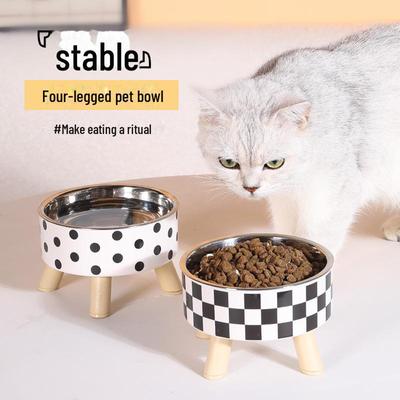 Gamelle surélevée anti-basculement en acier inoxydable pour chats et chiens - Conception à grand calibre