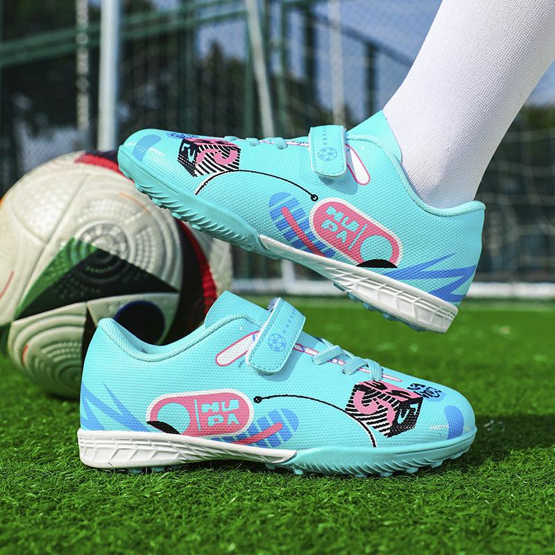 2025 New Children's Football Shoes Students Boys and Girls TF Broken Nails Velcro Women's Training Sneakers