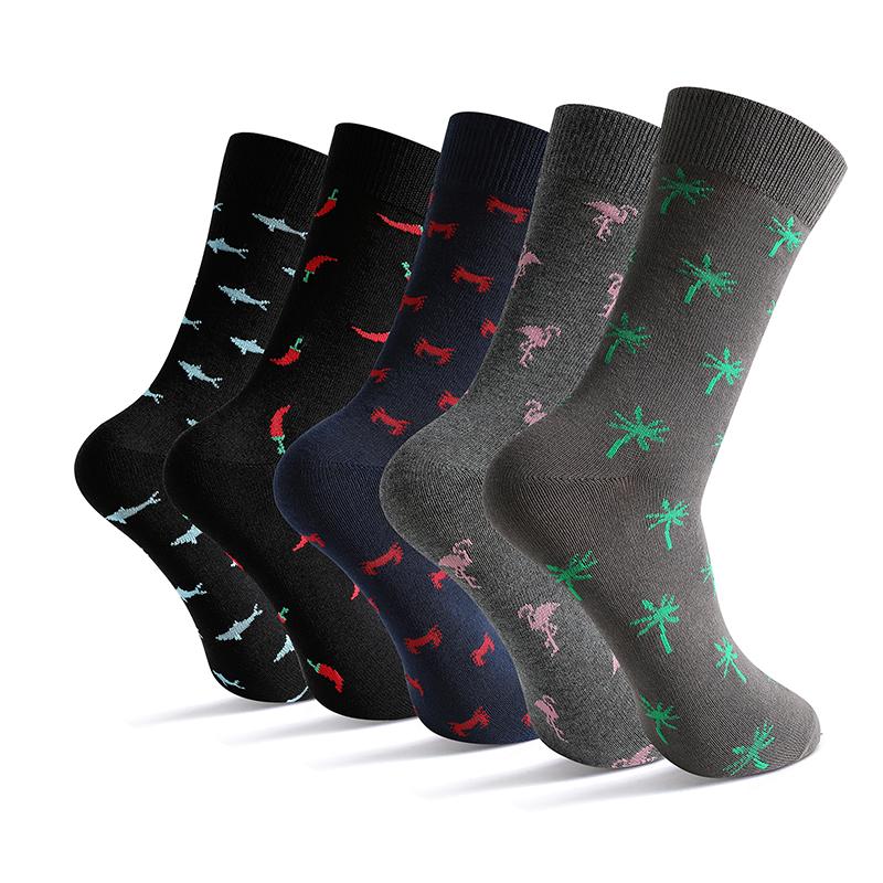 10 Pairs Men's Socks Cotton Business New Fashion Funny Sock With Print Animals Cartoon Middle Sock Male Casual Dresses Clothing