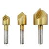 3Pcs Titanium Plated Carbon Steel 90 Degree Chamfering Cutter Chamfer Drill Kit Set