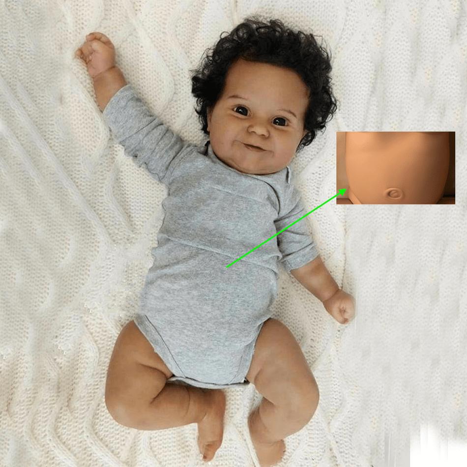 

BZDOLL 50 см Кукла Реборн с Полным Виниловым Телом, Кукла с Черной Кожей, Игрушка для Ванны Мэдди 20 дюймов Улыбающийся Новорожденный Бебе Малышка Реалистичная Подарок на День Рождения vinyl body doll