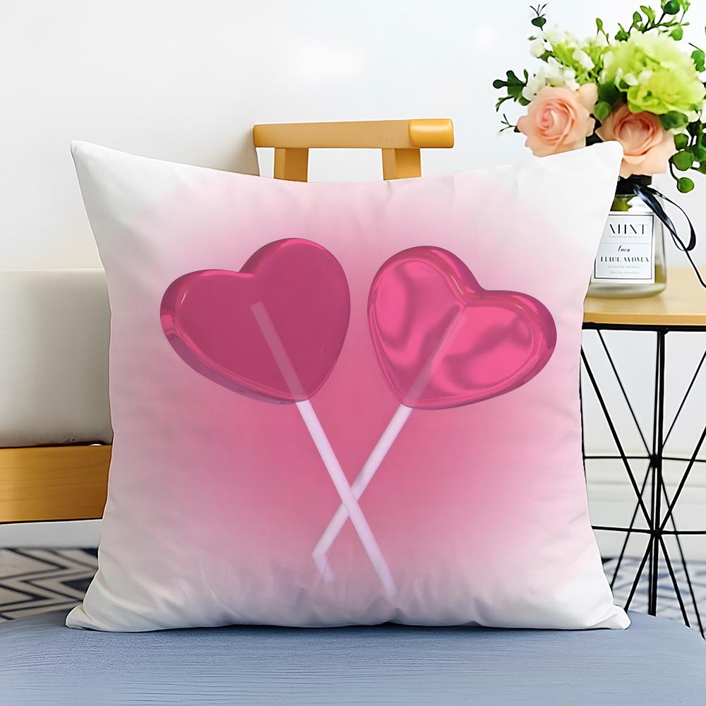 sweet pink candy Cushion Cover Washable Linen comfort Soft for Sofa Bed Cozy Home Room Decor