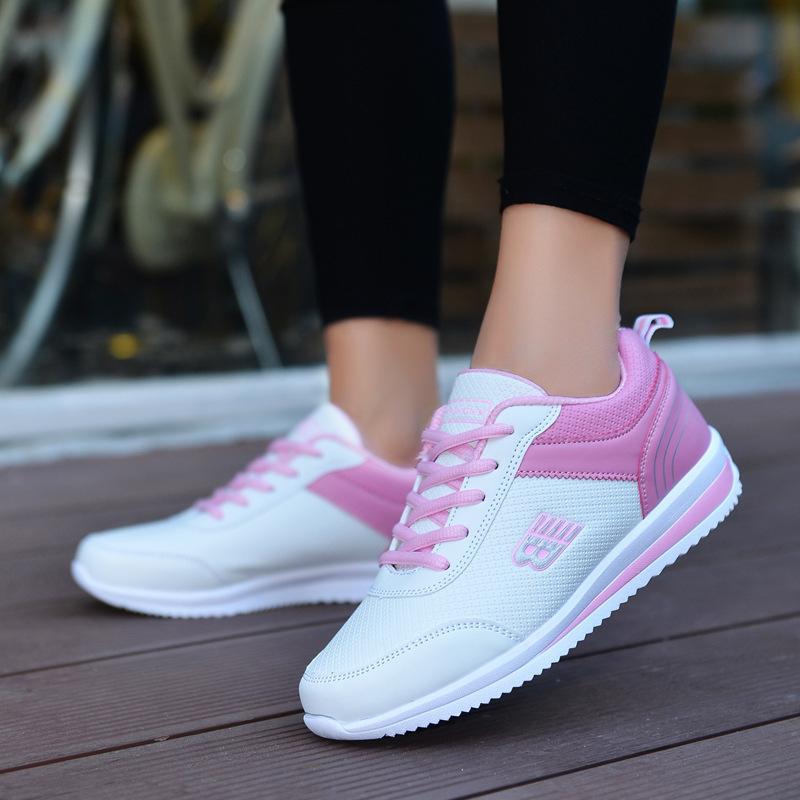 Fashion Soft Sole Black Sports Shoes For Women's Autumn And Winter Leather Breathable Casual Shoes For Students Travel Jogging Shoes