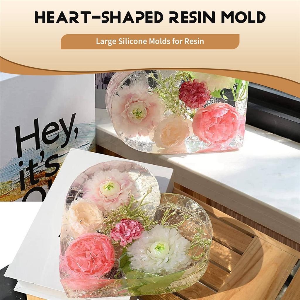 2025+ Large Silicone Molds for Resin, Heart Resin Mold, Epoxy Resin Molds for Flowers Preservation, Resin Art Casting