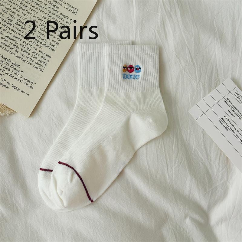 

2 Pairs of Cute Cartoon Non-stretch Socks - Children s Short Socks, Summer Light Style, Breathable with Lace Trim. 2 pairs