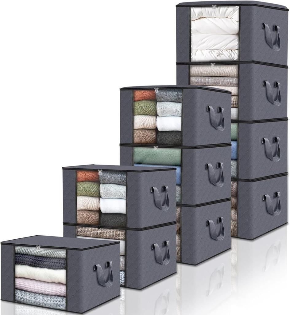 Fab Totes Storage Bags,Clothes Blanket Storage Bins Foldable Closet Organizers with Reinforced Handle for Home Dorm Storage and Organization