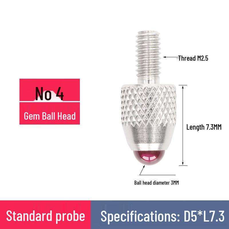 Extended Dial Indicator Ruby Ball Probe Tip
