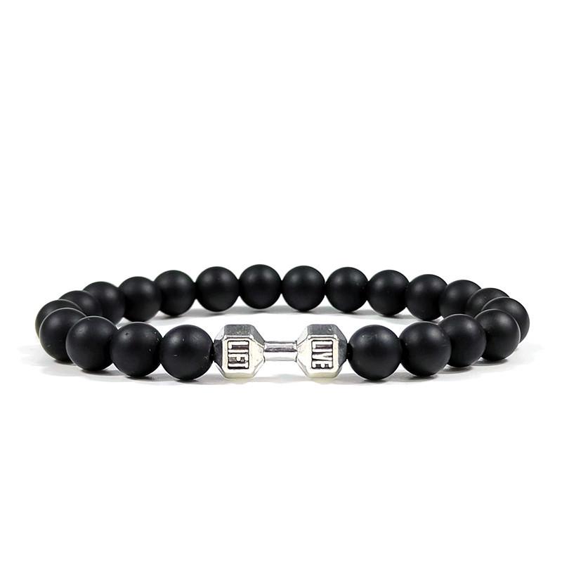 

Унисекс Браслет-гантель из вулканической лавы 8mm-19cm