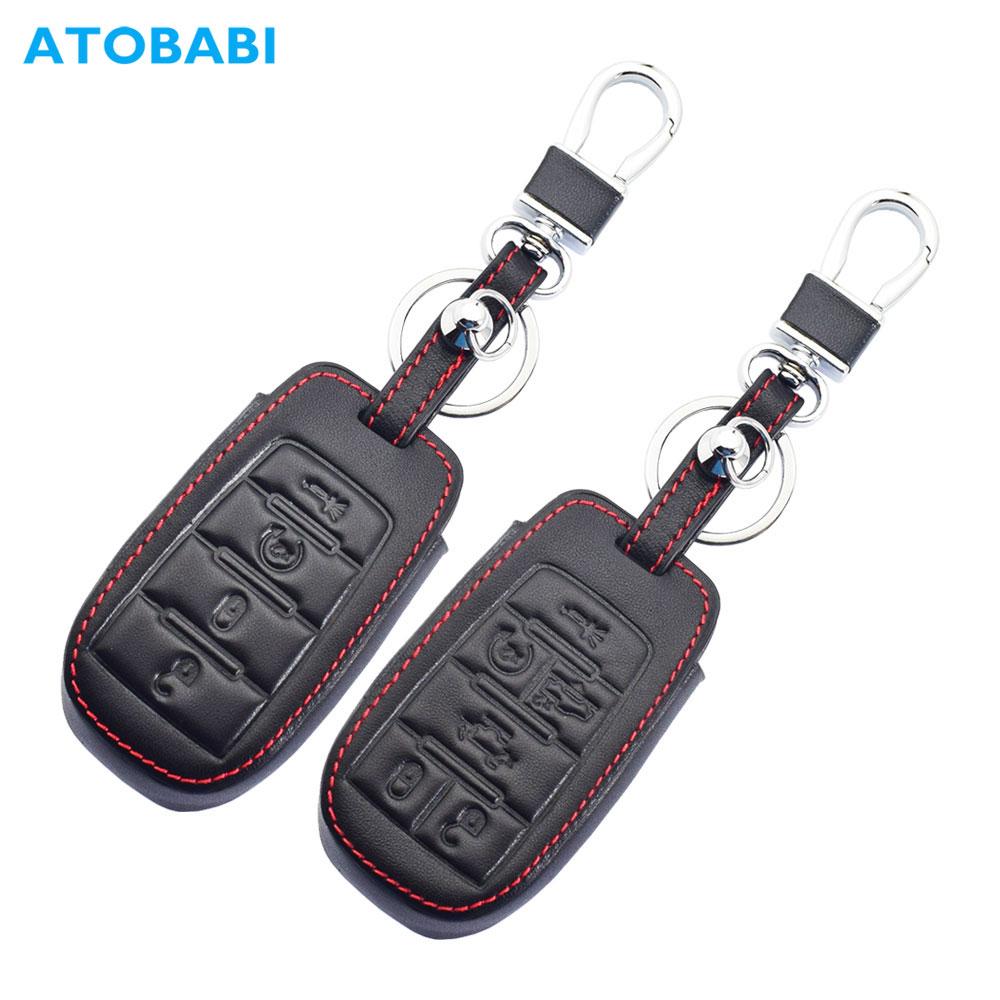 Leather Car Key Cover Smart Remote Control Fobs Shell Cases Auto Accessories For Dodge Ram 1500 Pickup