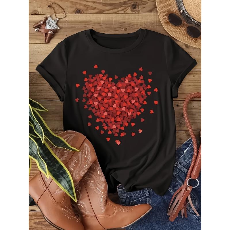 

Womens Opaque Short Sleeve Crew Neck T Shirt Medium Stretch Breathable Fabric Alphabet Print Lightweight Spring Summer Casual Top 4XL