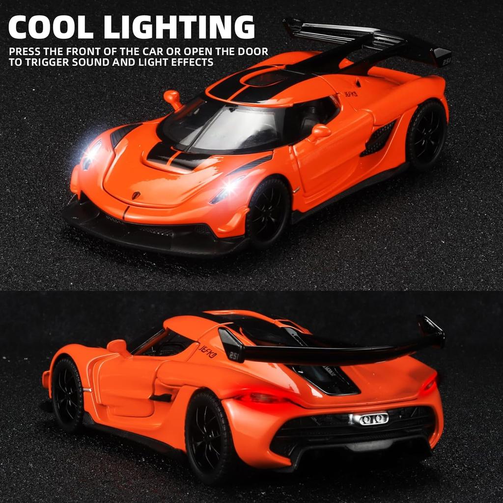 1/32 Leksaksbilar Koenigsegg Jesko Die Cast Metal,Koenigsegg modellbil samlarobjekt, Dra tillbaka Koenigsegg Leksaksbil med ljus och musik,Billeksaker