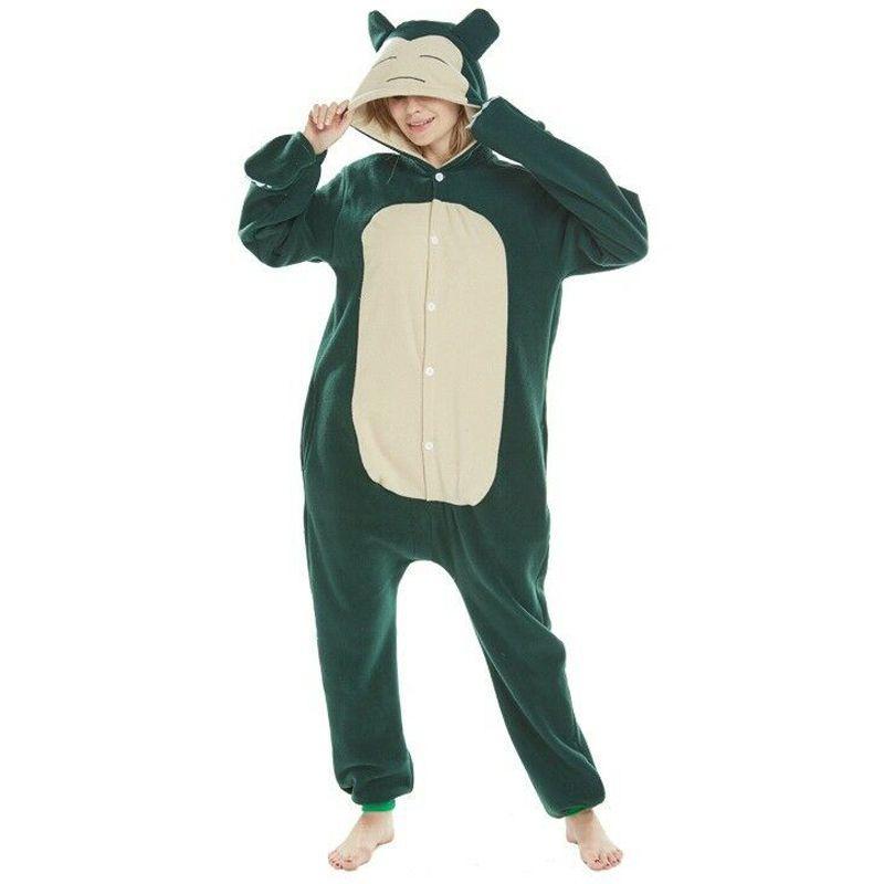 Cozy Adult Sleepwear With Pokemon Kigurumi Anime Snorlax Pattern Pajamas Onesie