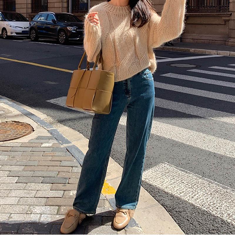 Long Sleeve Women's Sweater Autumn Winter Casual Soft Knit Inner Base Loose Cropped Knit Pullovers