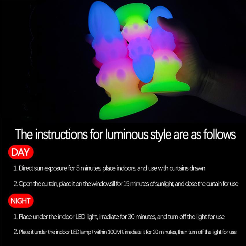 Luminous Anal Plug Soft Silicone Dildo Butt Plug with Suction Cup Anus Prostate Massager Stimulator Adult Sex Toys G Spot Clitoris Stimulator Unisex