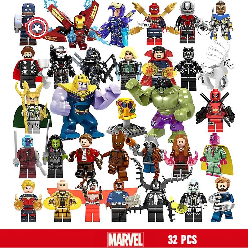 Marvel Superhero Boy Puzzle Building Block Toy Set 32pcs Plastic Material 4.5cm Height