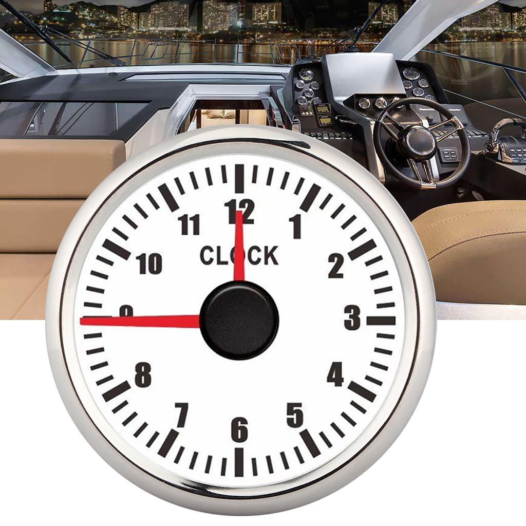 2in Universal 0‑12 Hourmeter Clock Instrument Panel Gauges Display Red Backlight 12V 24V for Car Boat Yacht