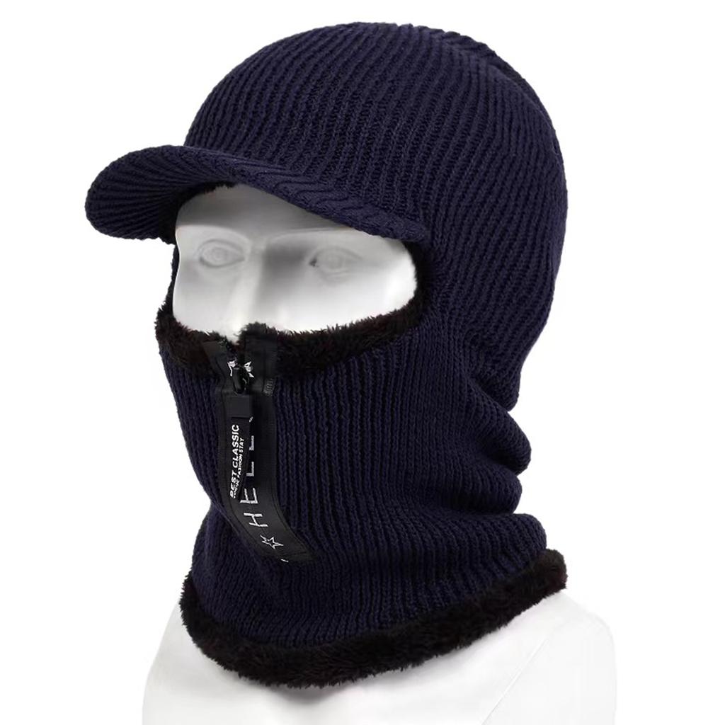 Unisex Ski Beanie Hat Face Protection Thick and Warm Knitted Hat Autumn Winter Outdoor Leisure Hats Travel Accessories for Women Men