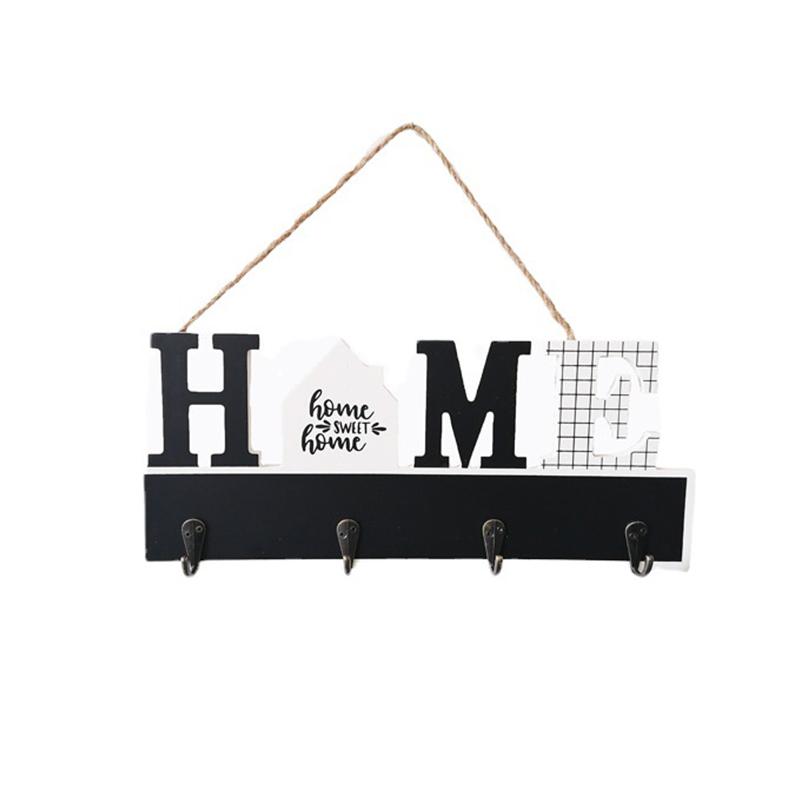 

Настенное украшение, подвесной крючок с надписью, деревянный домашний крючок, черный, белый крючок, крючки для одежды и шляп 1pc