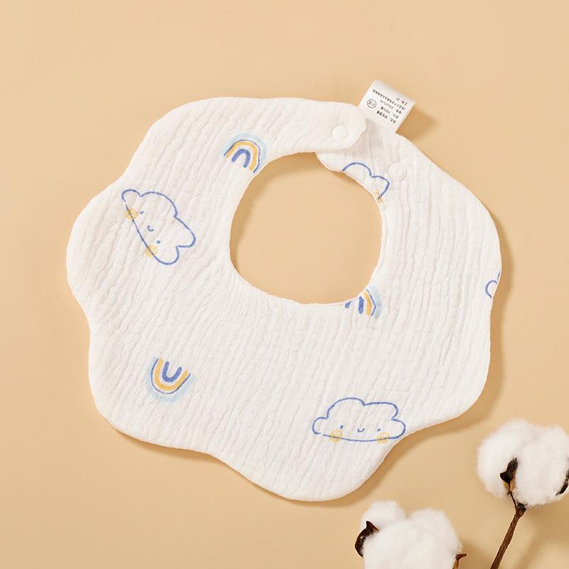 6-Layer Cotton Gauze Petal Baby Bib - 360° Newborn Anti-Spit-Up Towel for Summer