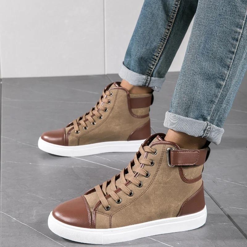 Herren High-Top Sneaker Mode Freizeitschuh Retro Plateau Stiefel Schnürschuhe Vulkanisierte Schuhe für Herren Skateboard Schuhe Zapatos Hombre