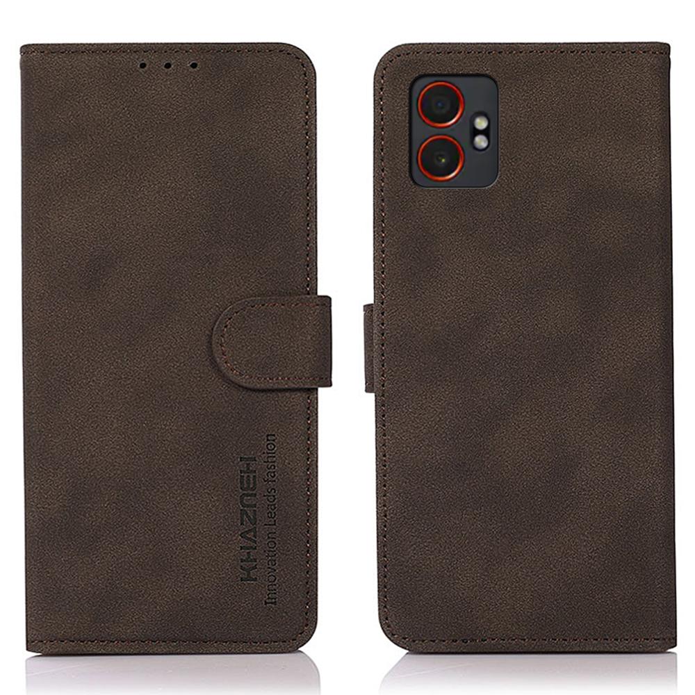 

KHAZNEH For Samsung Galaxy XCover7 Pro Case PU Leather Wallet Stand Phone Cover Brown