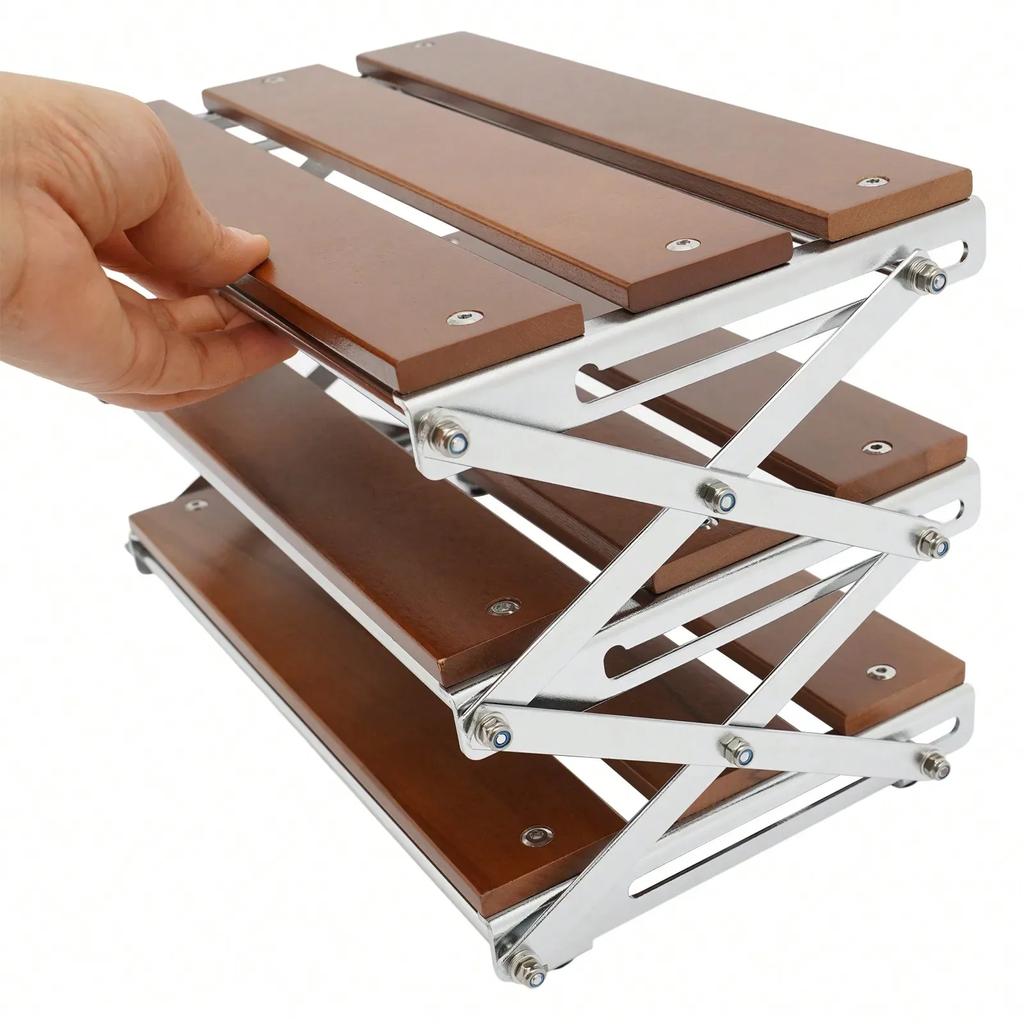 3-Tier Foldable Camping Table Storage Rack Kitchen Storage Shelf Multi-Function Storage Shelf for Picnic,Beach,Fishing, BBQ