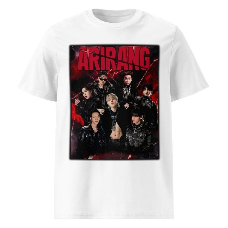 Summer Fashion Tee BTS Arirang Hooligan Style T-shirt - Edgy Group Collage Red Lightning Kpop Concert Merch ARMY Gift