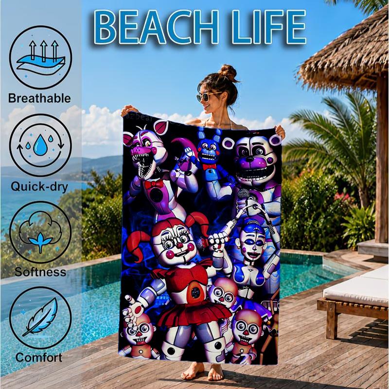 Fnaf Character Collage Beach Towel, Microfiber Beach Towel, Perfect For Pool, Beach, Travel, Home Decor Beach Party Fan gifts