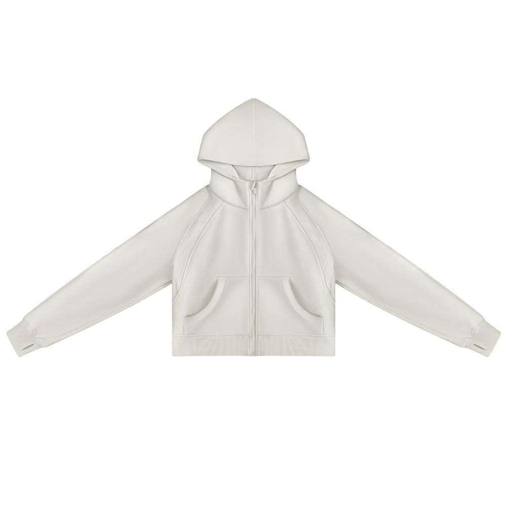 Autumn And Winter Fleece Warm Zipper Long Sleeved Hooded Sweatshirt, Loose And Casual, Fashionable Sports Wear, Yoga Fitness Jacket For Women