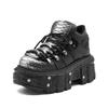 Gothic Ankle Rock Boots New Punk Style Women Shoes Lace-up Heel Height 6CM Platform Shoes Woman Metal Decor Woman Sneakers