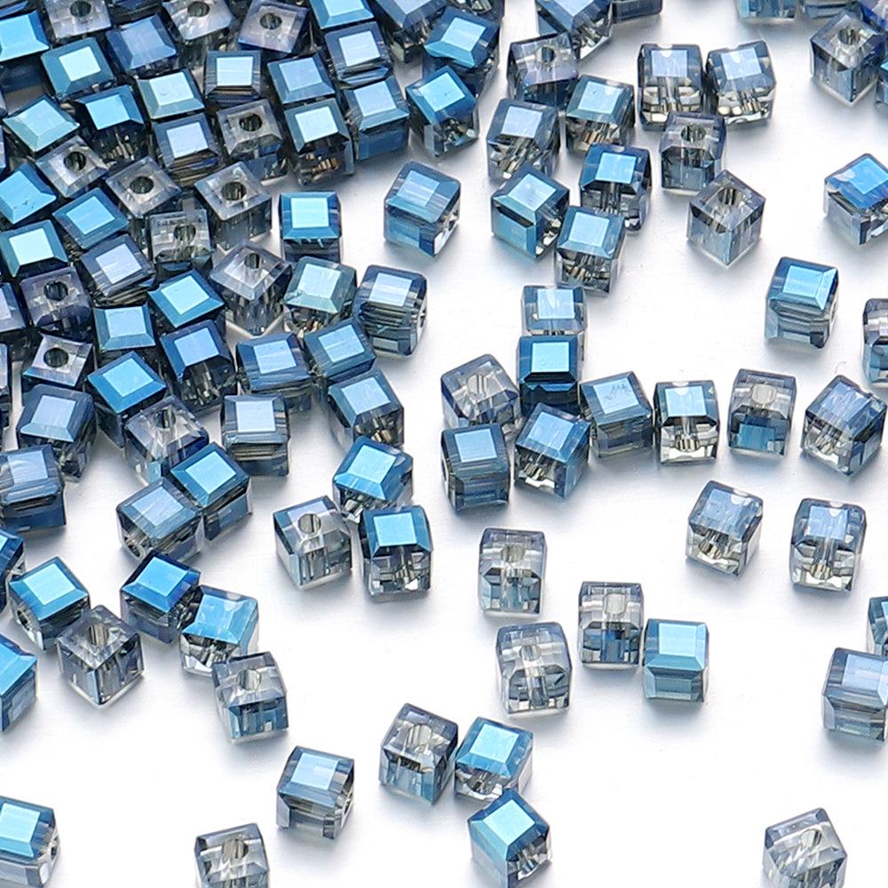 

50 шт. Прозрачные квадратные граненые хрустальные бусины для самостоятельного изготовления браслетов и аксессуаров для ювелирных изделий Outer Diameter 4mm, Hole 1.4mm
