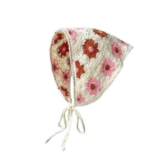 Ręcznie robiona szydełkowa trójkątna chusta na głowę: Francuski Retro, Wszechstronny, Styl Pastoralny