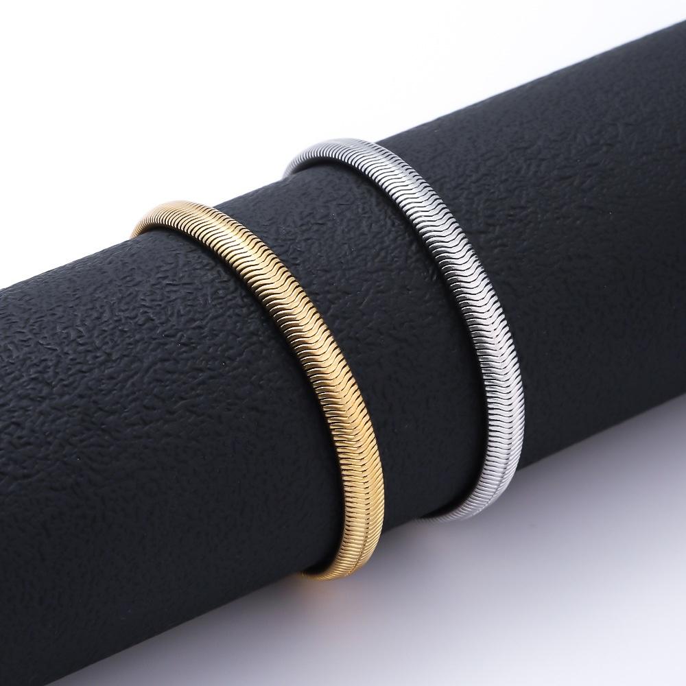 6mm Retro Men Stainless Steel Flat Snake Chain Bracelet Hip Hop Party Fashion Jewelry Trends Titanium Steel Accessories Gifts