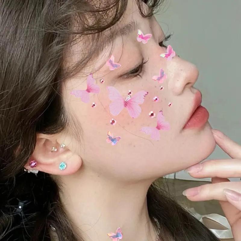 1 Blatt Elfen Schmetterling Gesichtsaufkleber Kawaii Selbstklebend Weben Schmetterling Deko Für Bühne Konzert Make-up Zubehör