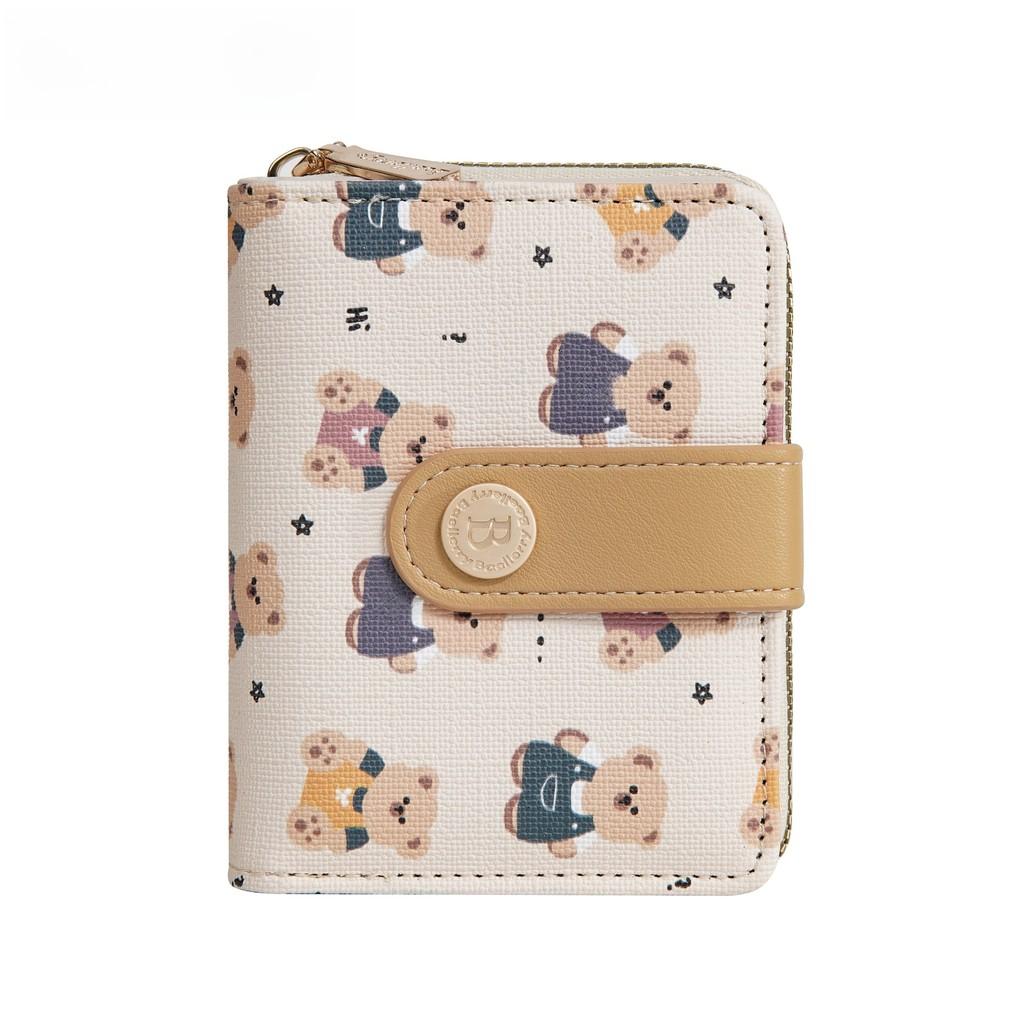 Bear Pattern Print Ladies Wallet Card Case Made Of Pu With Antitheft Features For Women