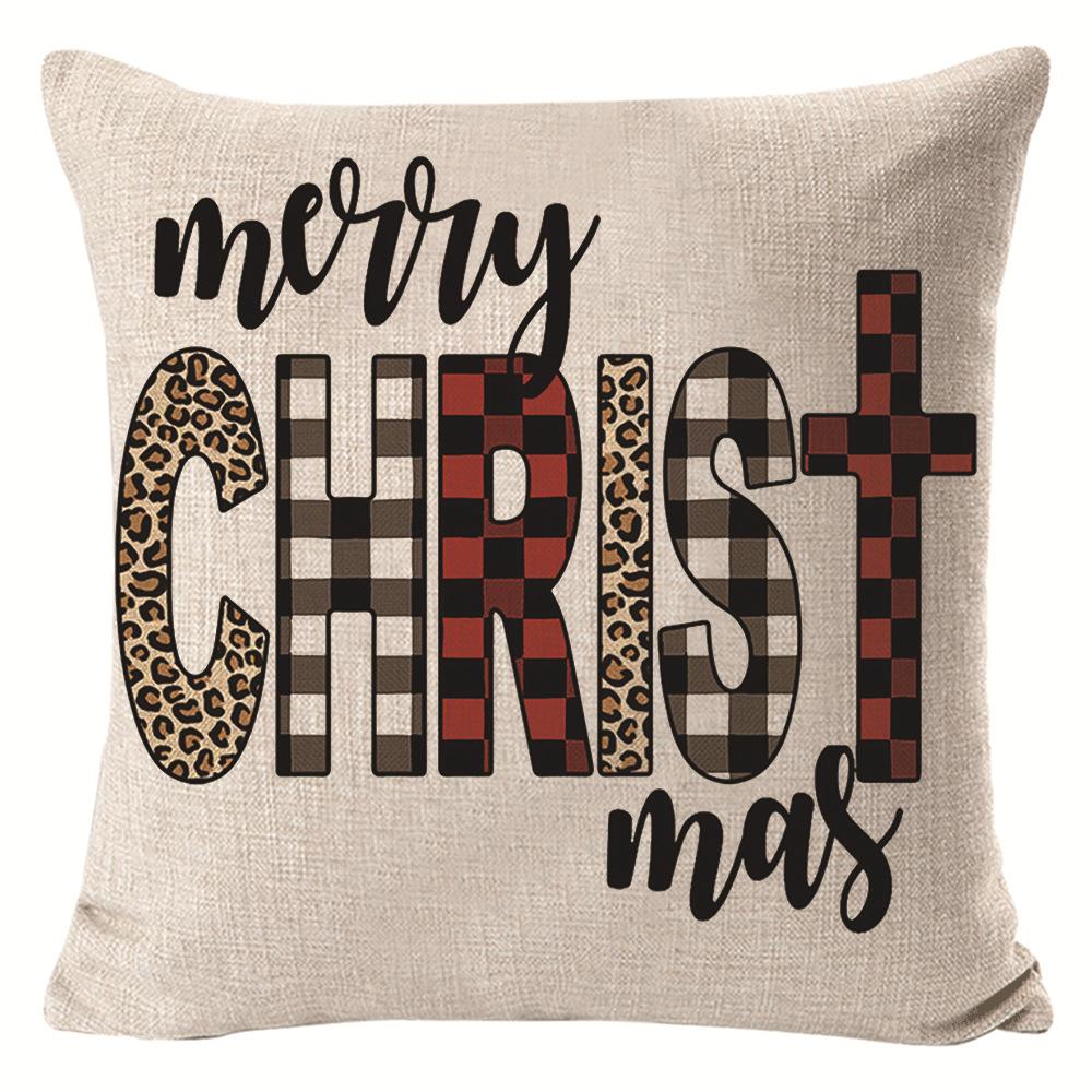 New Christmas Linen Pillow Cover Simple Sofa Pillow Home Printed Cushion Cover