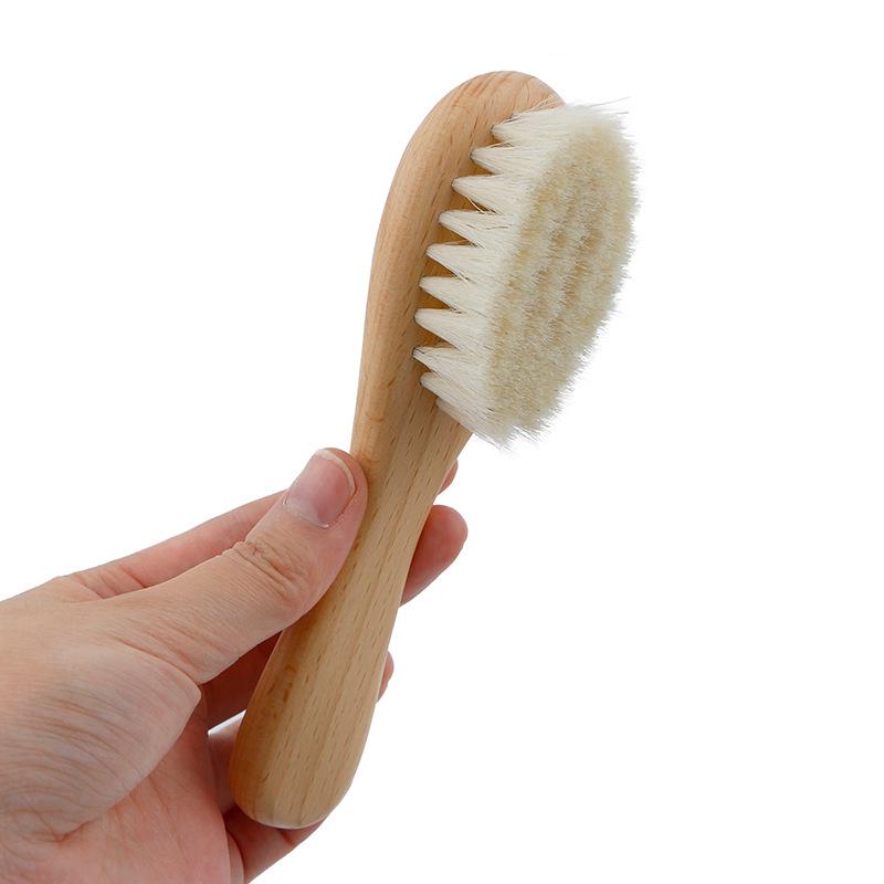 Ensemble Brosse & Peigne en Laine de Bois de Hêtre pour Nouveau-nés - Solution pour la Croûte de Lait & le Massage du Cuir Chevelu