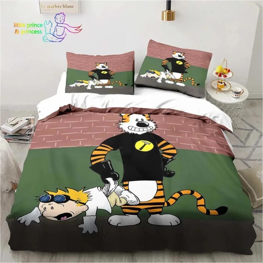 Cartoon Calvin Hobbes 3D Print Bedding Set Single Twin Full Queen King Size Bed Set Adult Kid Bedroom Bedding Gift