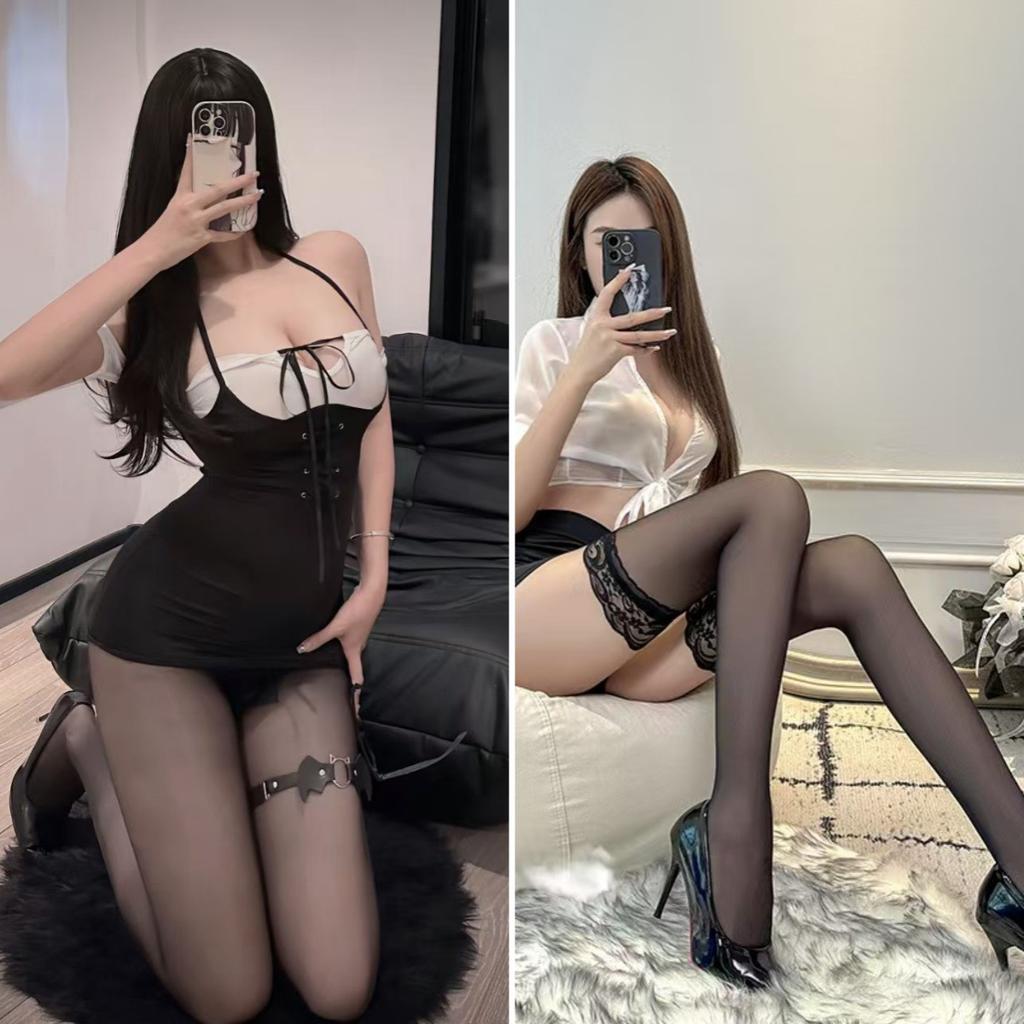 Sex Female Sexy Pure Desire Suspender Strap Hollow Bed Free Secretary Uniform Temptation One-piece Hip Skirt