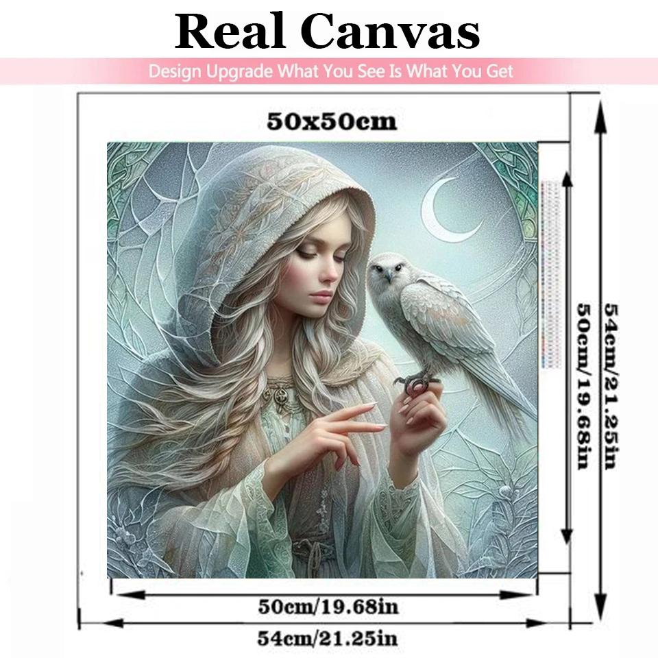 DIY Diamond Painting New 2024 Cross Stitch Kit Gothic Style Woman and Parrot Mosaic Diamond Embroidery Home Decoration