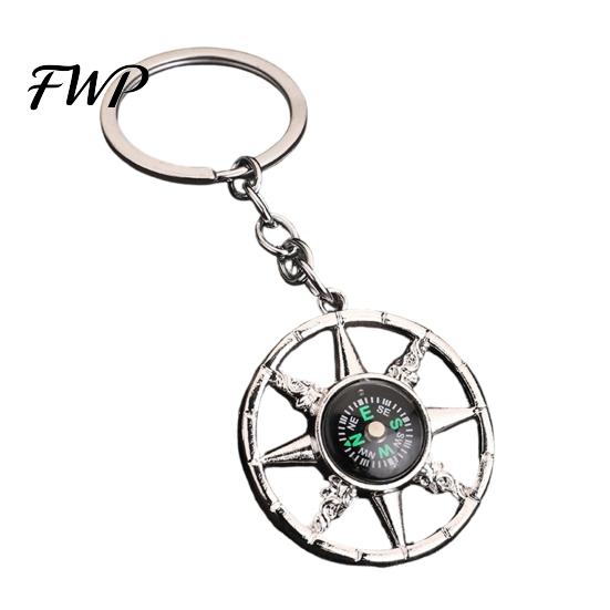 Heart-shaped Compass Keychain Alloy Mini Bag Charm Outdoor Adventure Gear Camping Backpack Gift for Hikers