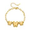 Gold Plated Butterfly Charm Bracelet, Dainty Paperclip Chain with Enamel Butterfly Pendants, Cute Fashion Jewelry for Women Gift