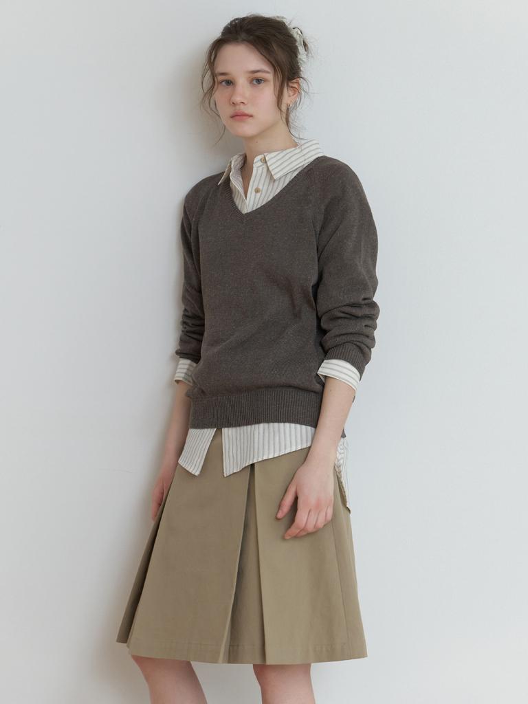 Deomiteun Hound Cotton Skirt (Olive Beige)
